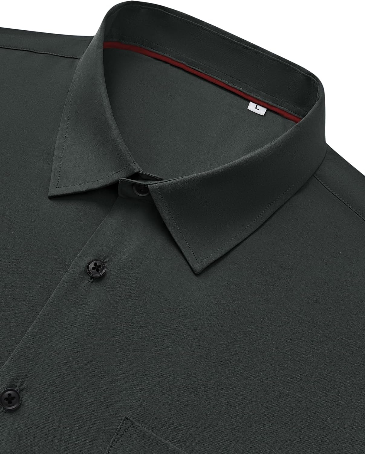 image:imageMens Dress Shirts Stretch Long Sleeve Wrinkle Free Work Button Down ShirtCharcoal