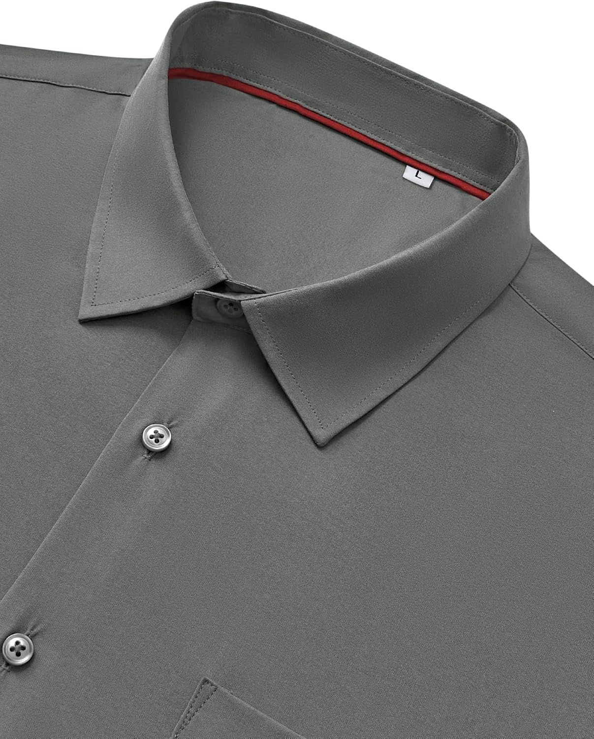 image:imageMens Dress Shirts Stretch Long Sleeve Wrinkle Free Work Button Down ShirtGrey