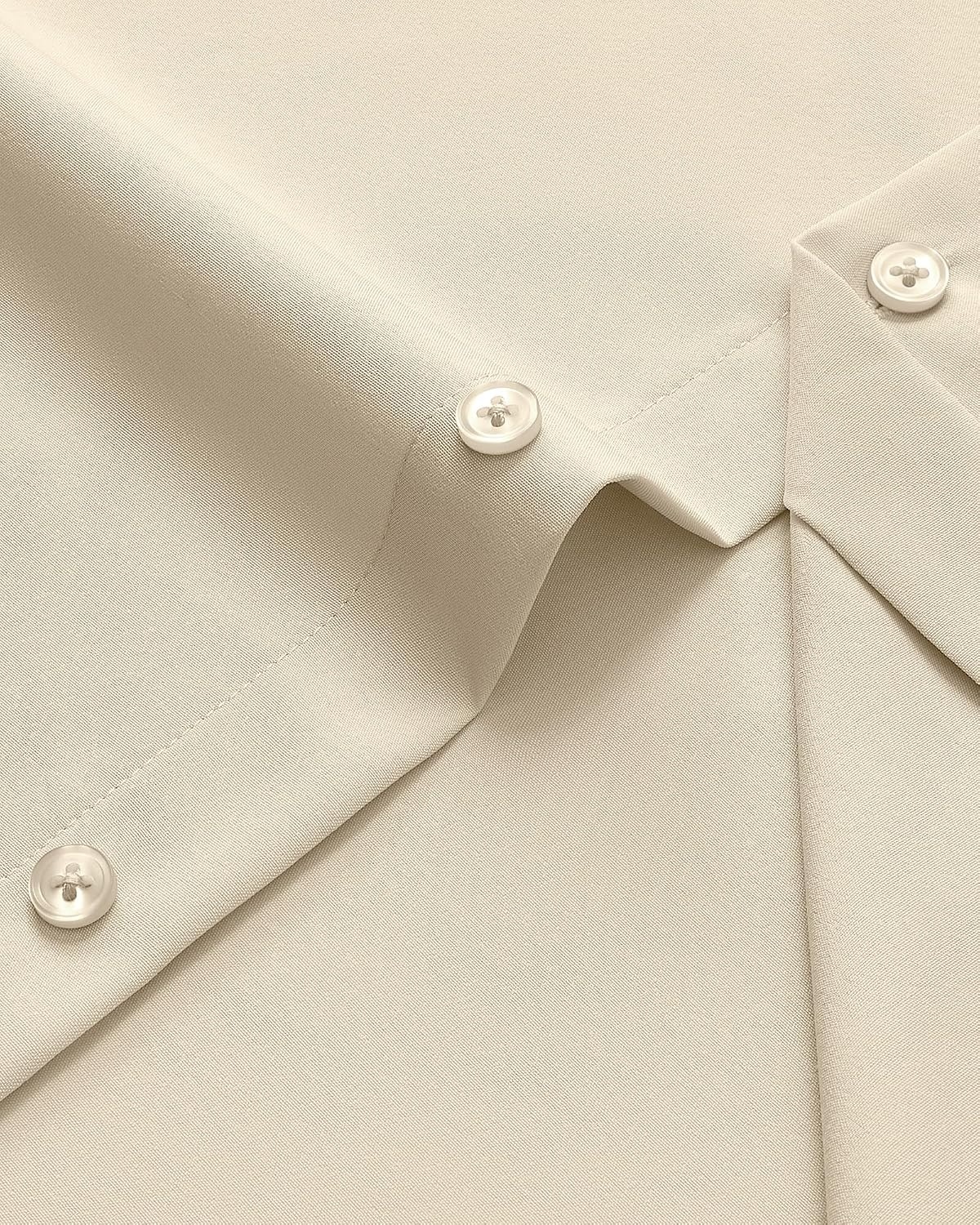 image:imageMens Dress Shirts Stretch Long Sleeve Wrinkle Free Work Button Down ShirtKhaki