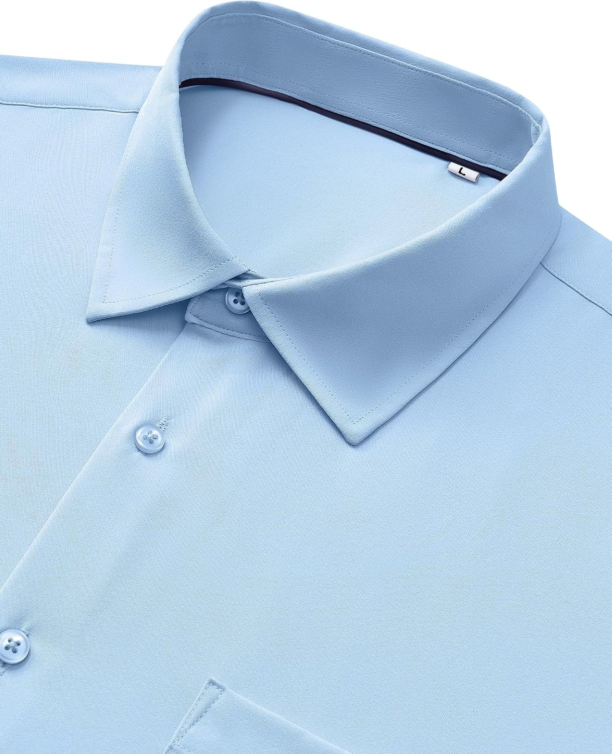 image:imageMens Dress Shirts Stretch Long Sleeve Wrinkle Free Work Button Down ShirtLight Blue