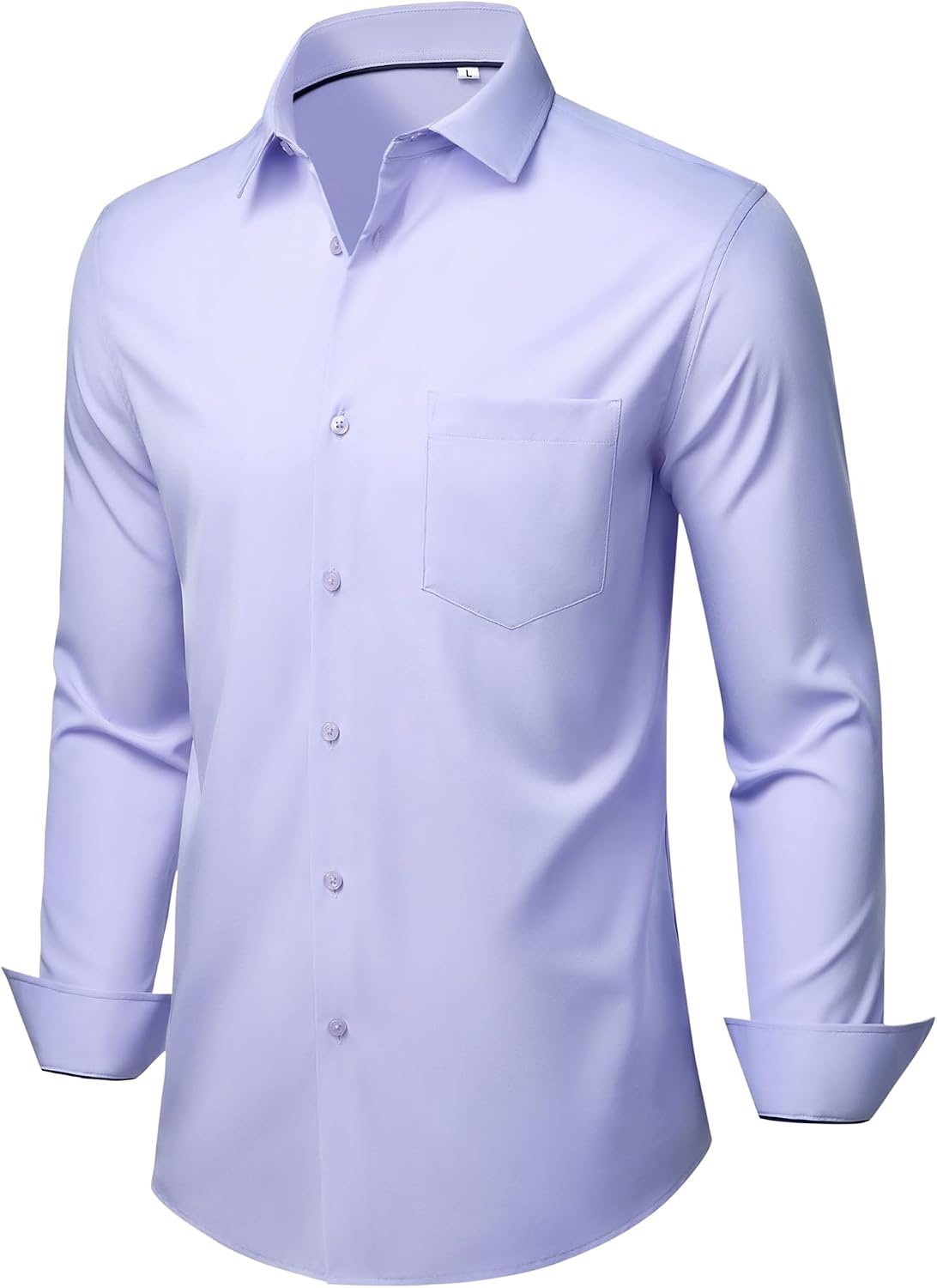 image:imageMens Dress Shirts Stretch Long Sleeve Wrinkle Free Work Button Down ShirtLight Purple