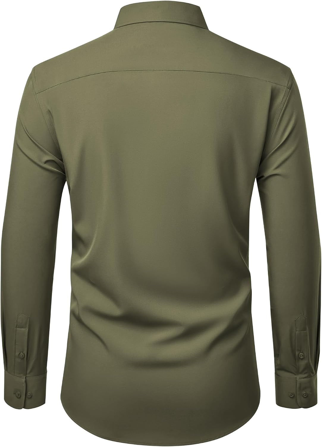 image:imageMens Dress Shirts Stretch Long Sleeve Wrinkle Free Work Button Down ShirtOlive Green