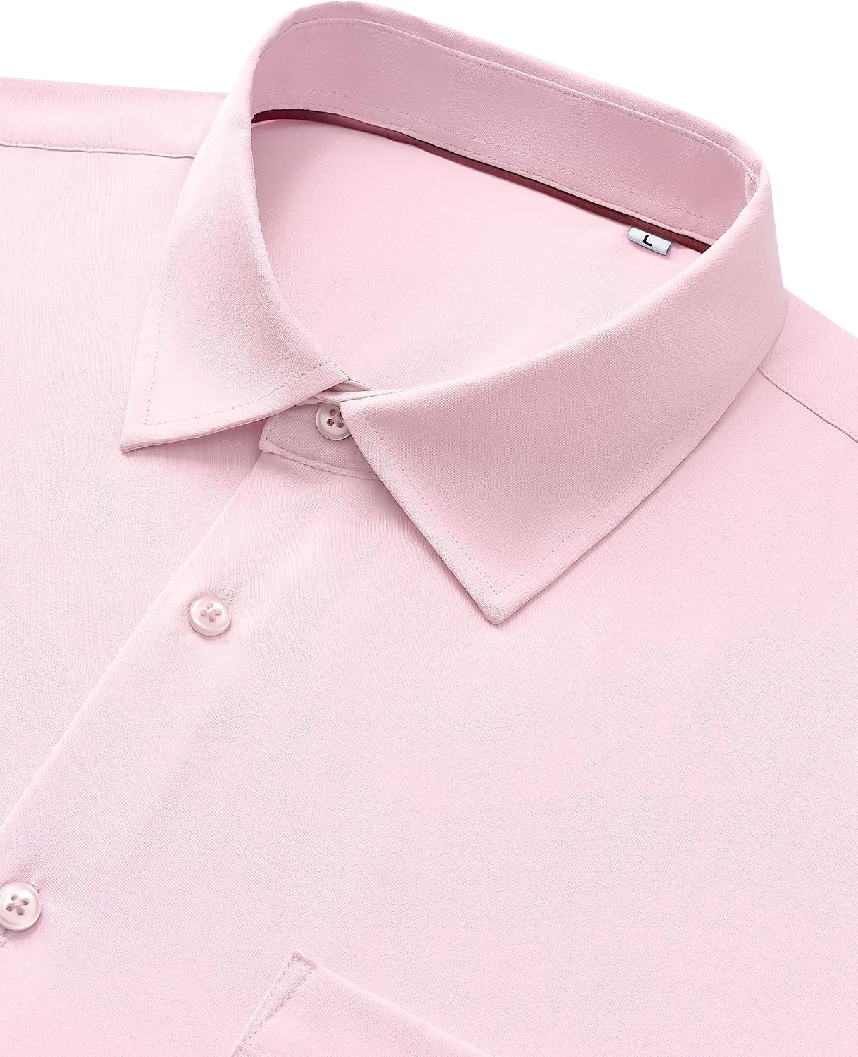 image:imageMens Dress Shirts Stretch Long Sleeve Wrinkle Free Work Button Down ShirtPink