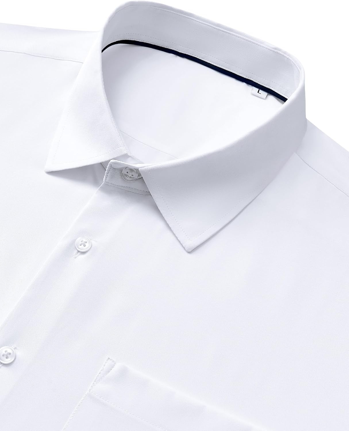 image:imageMens Dress Shirts Stretch Long Sleeve Wrinkle Free Work Button Down ShirtWhite