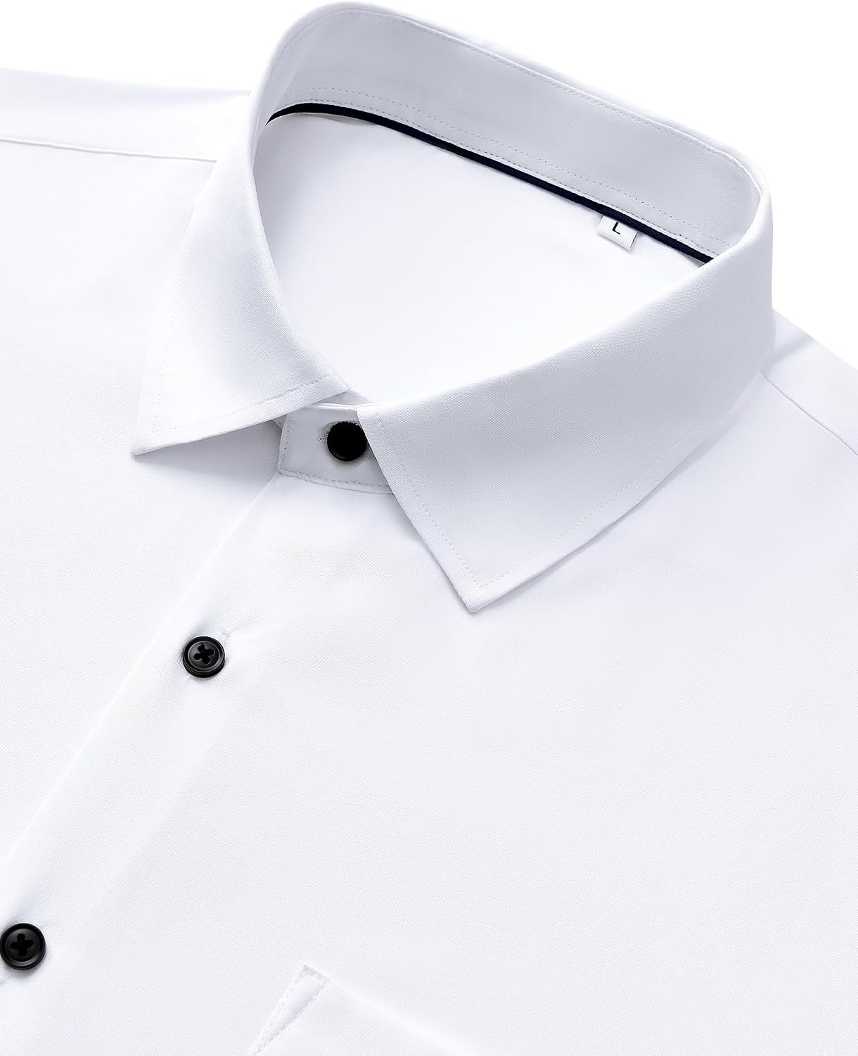 image:imageMens Dress Shirts Stretch Long Sleeve Wrinkle Free Work Button Down ShirtWhite Black