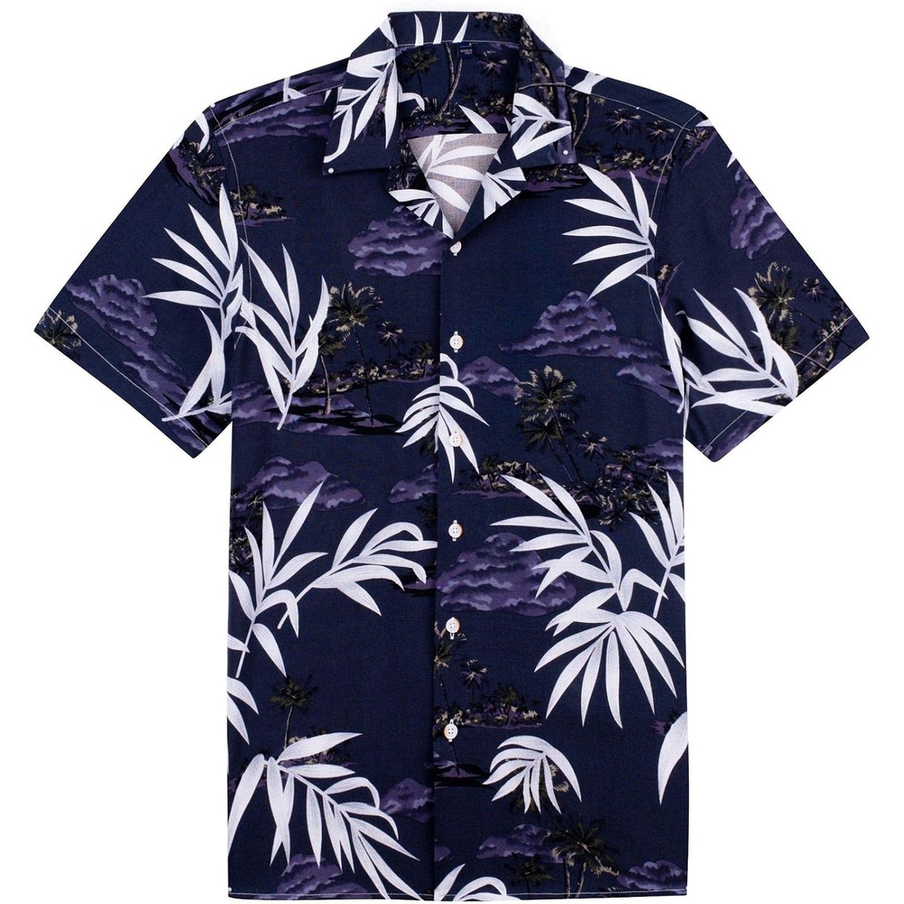 image:imageMens Hawaiian Shirt Summer Beach Casual Short Sleeve Button Down ShirtsDark Purple