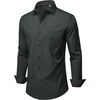 Mens Dress Shirts Stretch Long Sleeve Wrinkle Free Work Button Down Shirt(Charcoal)