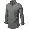 Mens Dress Shirts Stretch Long Sleeve Wrinkle Free Work Button Down Shirt(Grey)