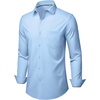 Mens Dress Shirts Stretch Long Sleeve Wrinkle Free Work Button Down Shirt(Light Blue)