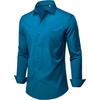 Mens Dress Shirts Stretch Long Sleeve Wrinkle Free Work Button Down Shirt(Peacock Blue)