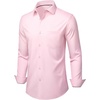 Mens Dress Shirts Stretch Long Sleeve Wrinkle Free Work Button Down Shirt(Pink)