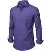 Mens Dress Shirts Stretch Long Sleeve Wrinkle Free Work Button Down Shirt(Purple)
