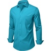 Mens Dress Shirts Stretch Long Sleeve Wrinkle Free Work Button Down Shirt(Turquoise)