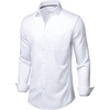 Mens Dress Shirts Stretch Long Sleeve Wrinkle Free Work Button Down Shirt(White)