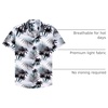 Mens Hawaiian Shirt Summer Beach Casual Short Sleeve Button Down Shirts(Black White Palm)
