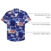 Mens Hawaiian Shirt Summer Beach Casual Short Sleeve Button Down Shirts(Bright Blue Beach)