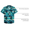 Mens Hawaiian Shirt Summer Beach Casual Short Sleeve Button Down Shirts(Dark Green Beach)