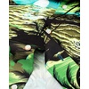 Mens Hawaiian Shirt Summer Beach Casual Short Sleeve Button Down Shirts(Green Beach)