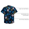 Mens Hawaiian Shirt Summer Beach Casual Short Sleeve Button Down Shirts(Navy Blue)