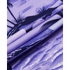 Mens Hawaiian Shirt Summer Beach Casual Short Sleeve Button Down Shirts(Purple Beach)
