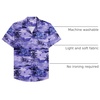 Mens Hawaiian Shirt Summer Beach Casual Short Sleeve Button Down Shirts(Purple Beach)