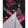 Mens Hawaiian Shirt Summer Beach Casual Short Sleeve Button Down Shirts(Rosy Black Beach)