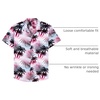 Mens Hawaiian Shirt Summer Beach Casual Short Sleeve Button Down Shirts(Rosy White Palm)