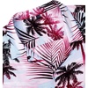 Mens Hawaiian Shirt Summer Beach Casual Short Sleeve Button Down Shirts(Rosy White Palm)