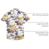Mens Hawaiian Shirt Summer Beach Casual Short Sleeve Button Down Shirts(White Yellow Beach)