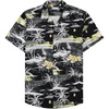 Mens Hawaiian Shirt Summer Beach Casual Short Sleeve Button Down Shirts(Black Beach)