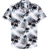 Mens Hawaiian Shirt Summer Beach Casual Short Sleeve Button Down Shirts(Black White Palm)