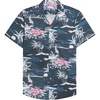 Mens Hawaiian Shirt Summer Beach Casual Short Sleeve Button Down Shirts(Dark Blue Beach)