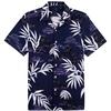Mens Hawaiian Shirt Summer Beach Casual Short Sleeve Button Down Shirts(Dark Purple)