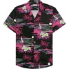 Mens Hawaiian Shirt Summer Beach Casual Short Sleeve Button Down Shirts(Rosy Black Beach)