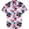 Mens Hawaiian Shirt Summer Beach Casual Short Sleeve Button Down Shirts(Rosy White Palm)