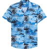 Mens Hawaiian Shirt Summer Beach Casual Short Sleeve Button Down Shirts(Sky Blue Beach)