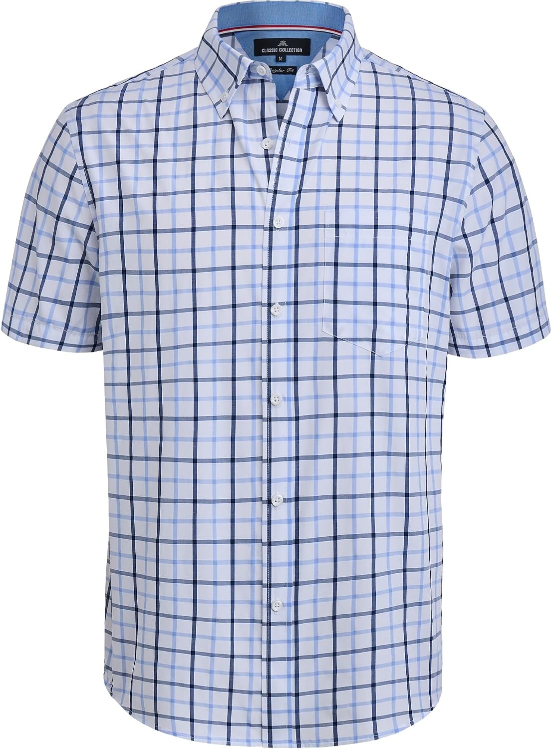 image:imageAlimens amp Gentle Plaid Mens Short Sleeve Button Down Shirts with PocketBlack Blue Check
