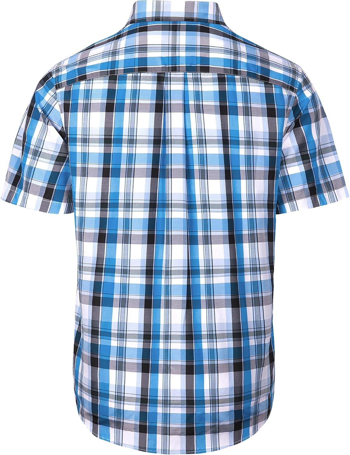 image:imageAlimens amp Gentle Plaid Mens Short Sleeve Button Down Shirts with PocketBlack Blue Plaid