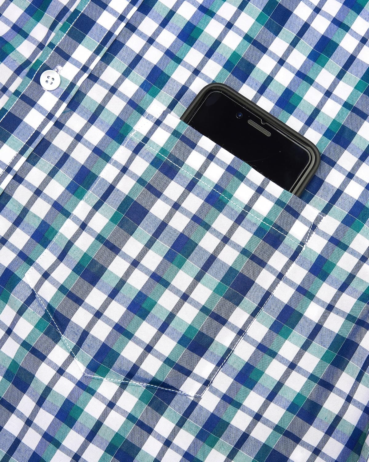 image:imageAlimens amp Gentle Plaid Mens Short Sleeve Button Down Shirts with PocketBlack Green Check