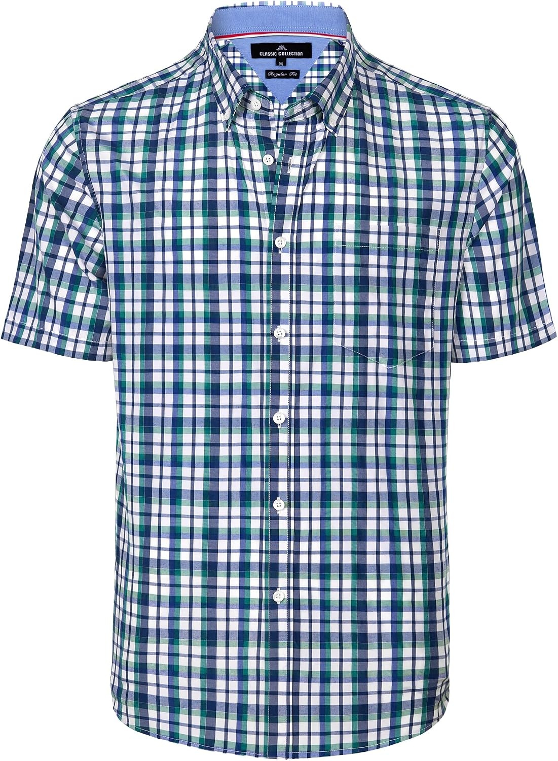 image:imageAlimens amp Gentle Plaid Mens Short Sleeve Button Down Shirts with PocketBlack Green Check