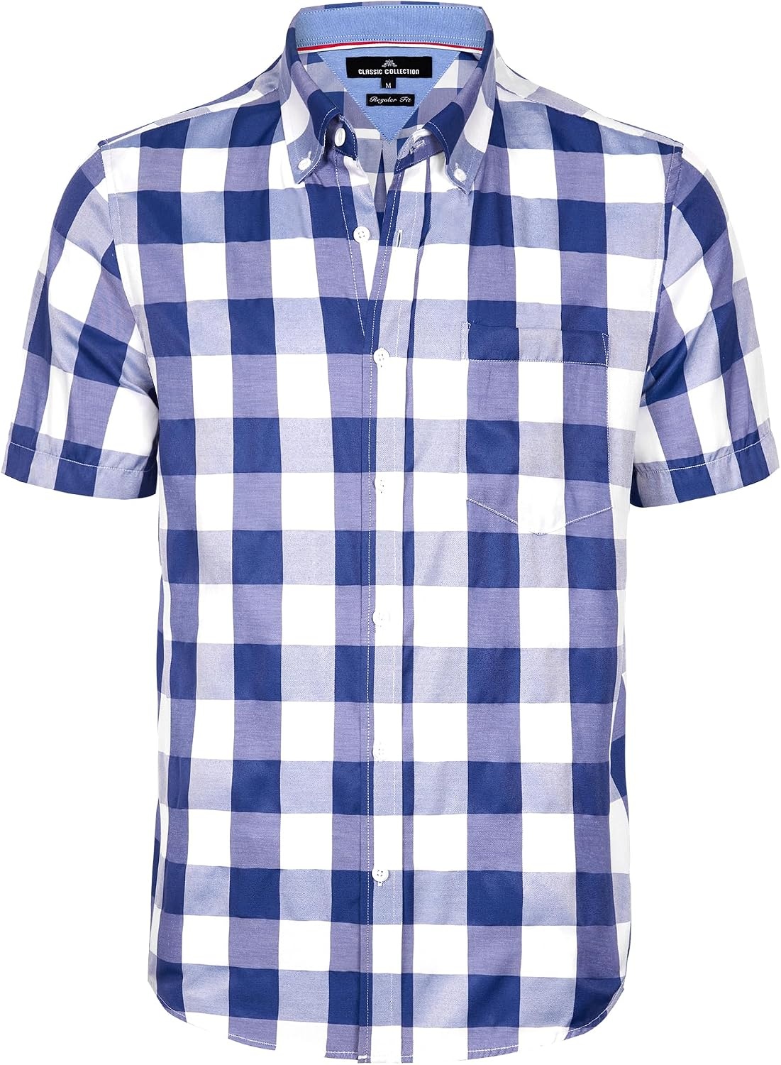 image:imageAlimens amp Gentle Plaid Mens Short Sleeve Button Down Shirts with PocketBlue Buffalo
