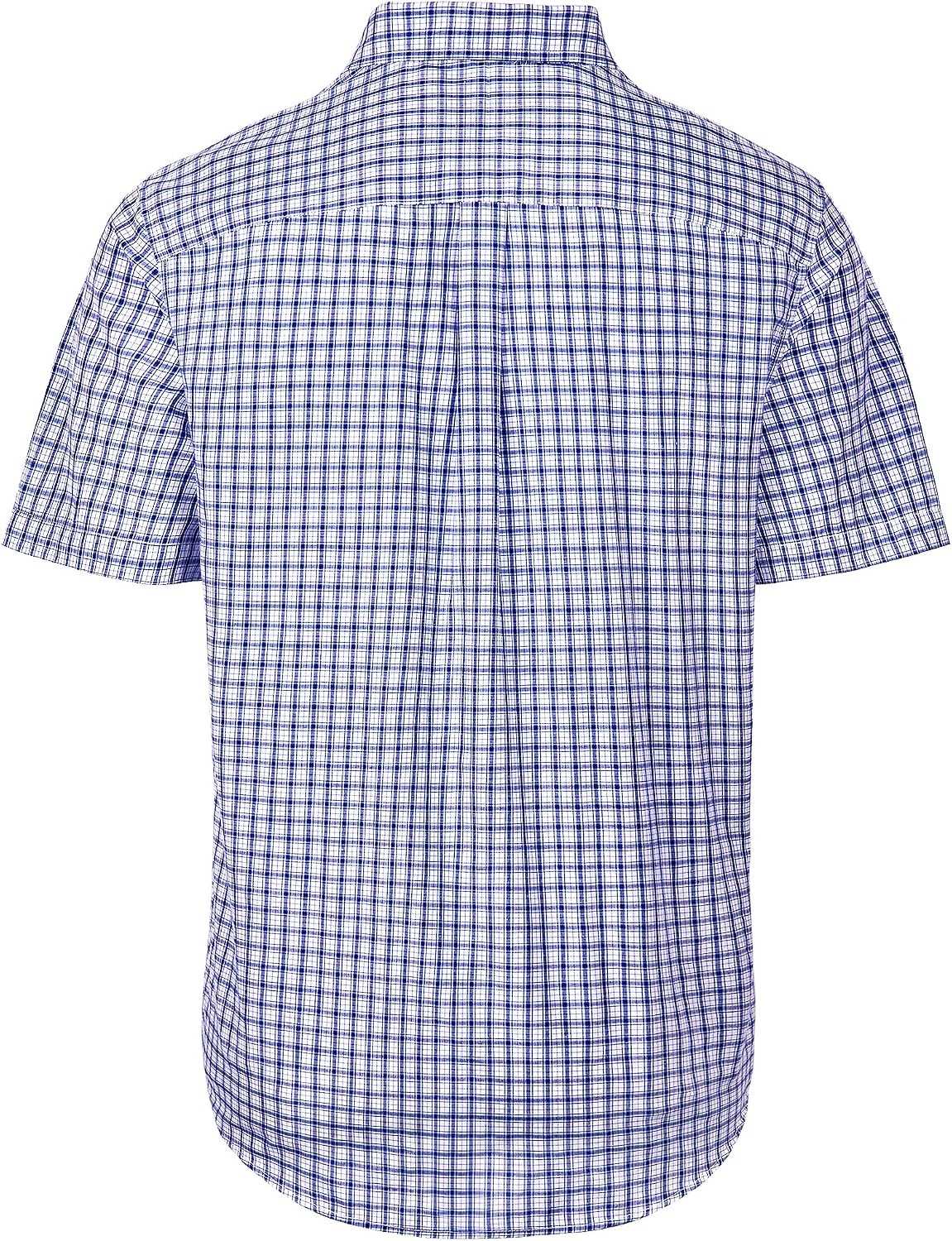 image:imageAlimens amp Gentle Plaid Mens Short Sleeve Button Down Shirts with PocketBlue Gingham