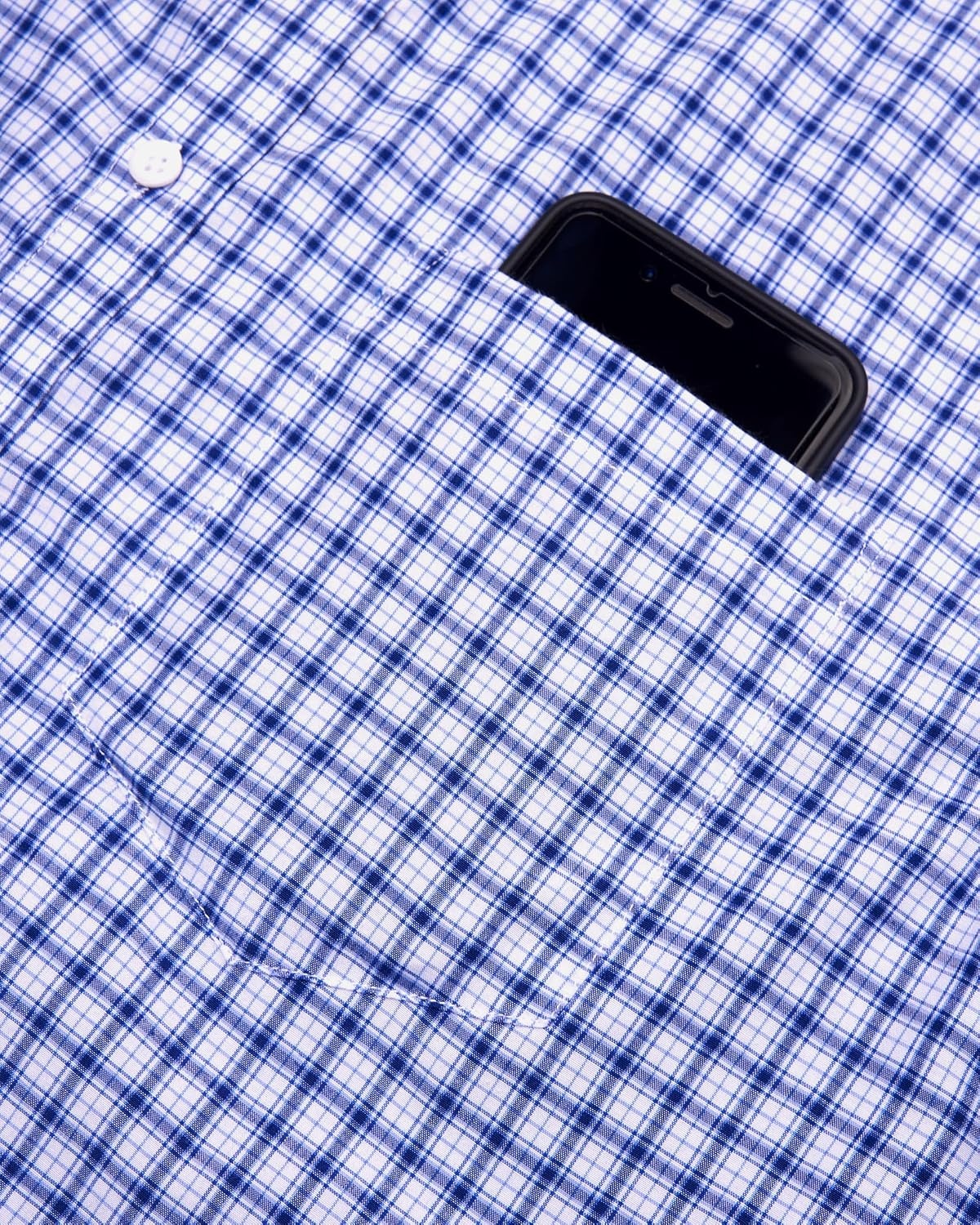 image:imageAlimens amp Gentle Plaid Mens Short Sleeve Button Down Shirts with PocketBlue Gingham