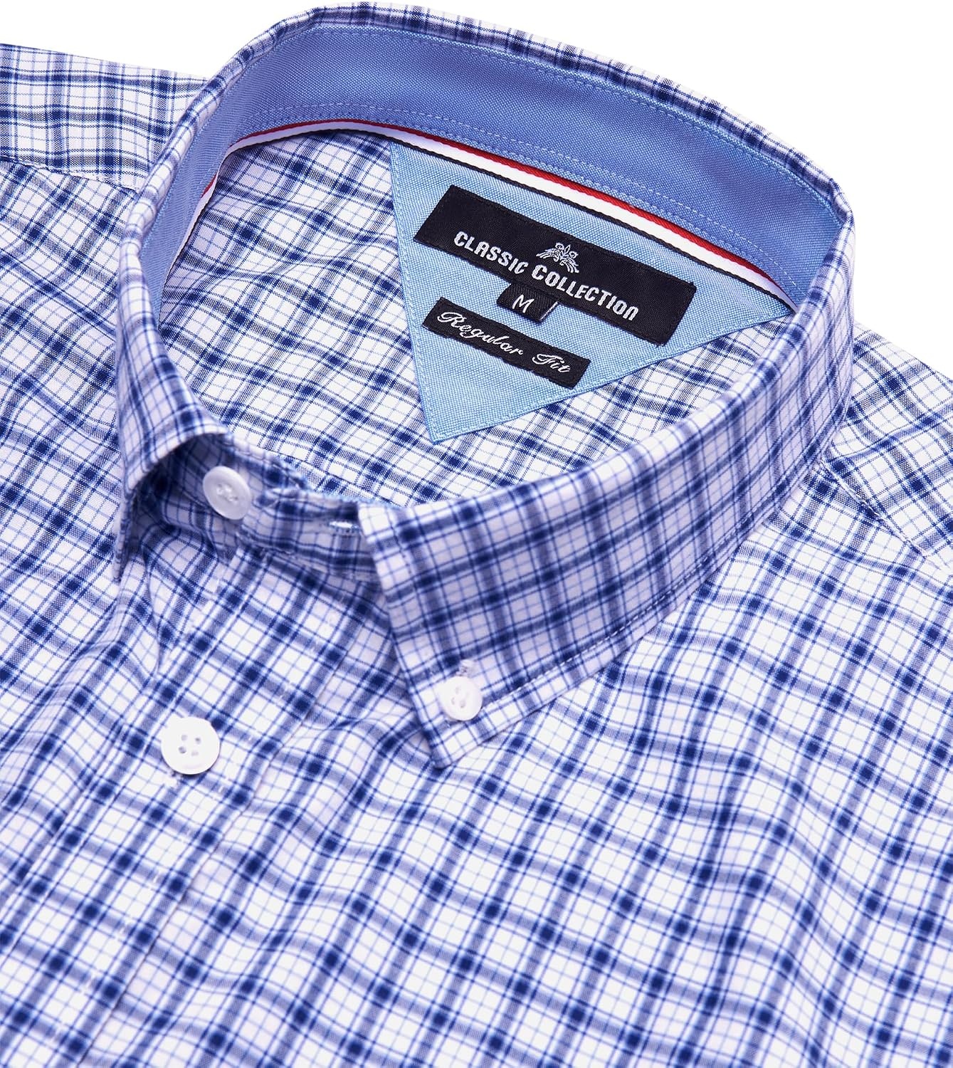 image:imageAlimens amp Gentle Plaid Mens Short Sleeve Button Down Shirts with PocketBlue Gingham