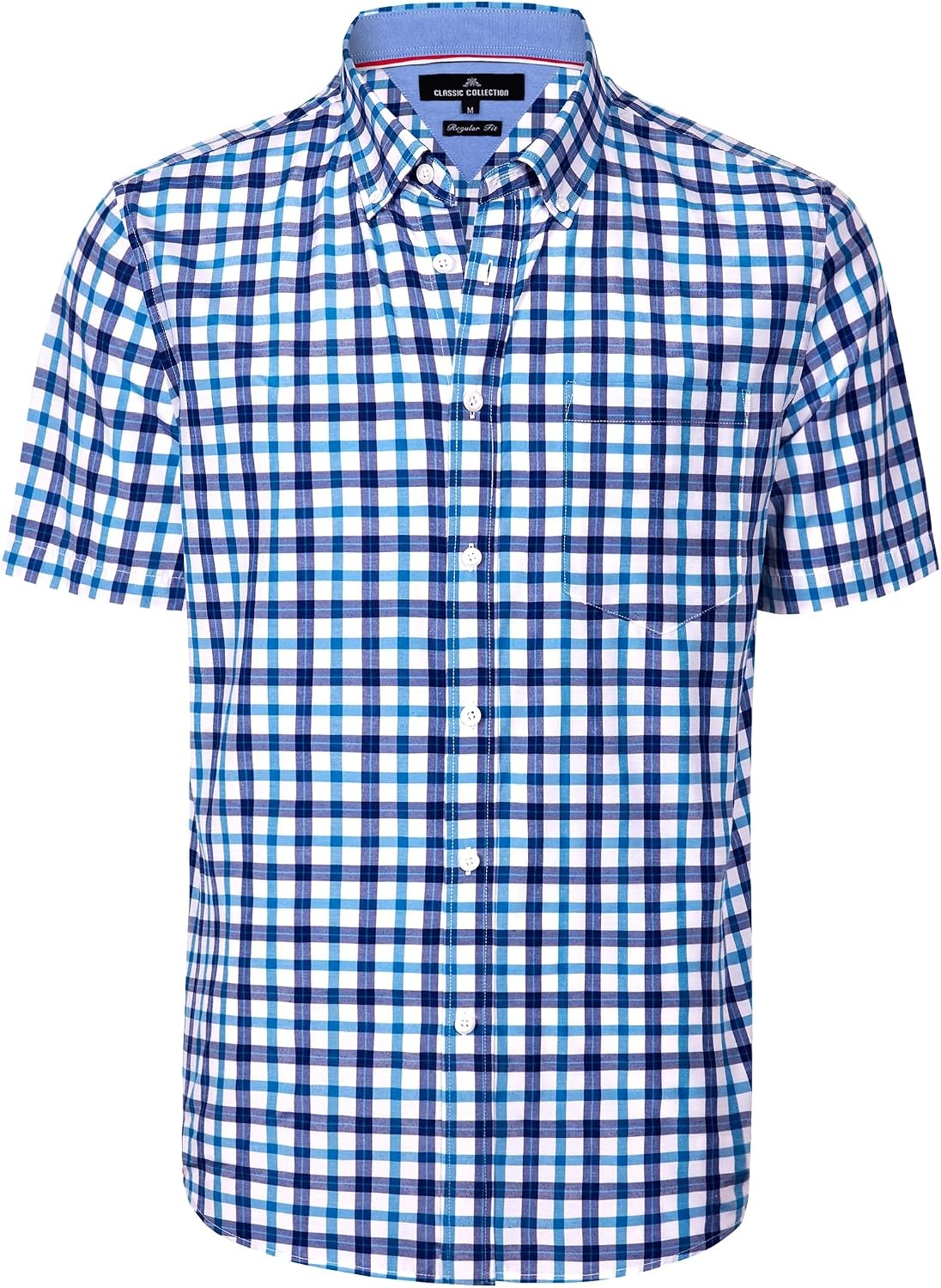 image:imageAlimens amp Gentle Plaid Mens Short Sleeve Button Down Shirts with PocketBlue Navy Check