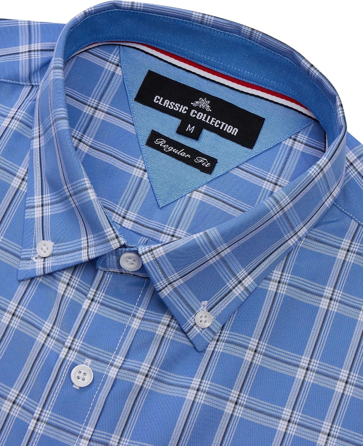 image:imageAlimens amp Gentle Plaid Mens Short Sleeve Button Down Shirts with PocketBlue Plaid