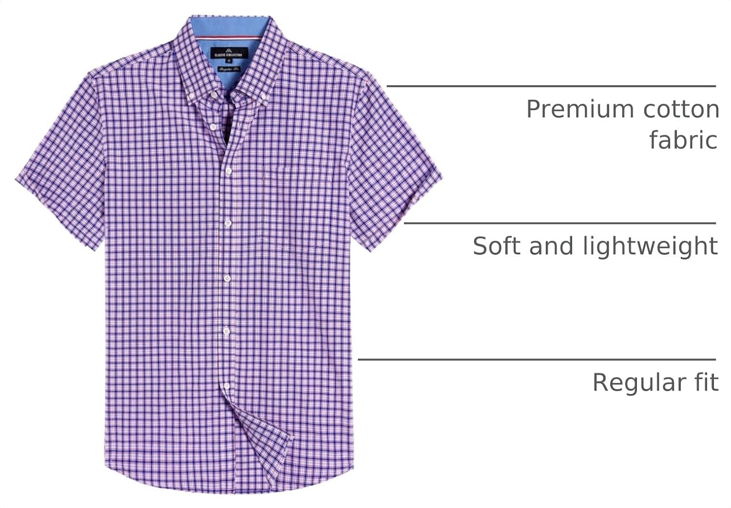 image:imageAlimens amp Gentle Plaid Mens Short Sleeve Button Down Shirts with PocketBlue Red Gingham