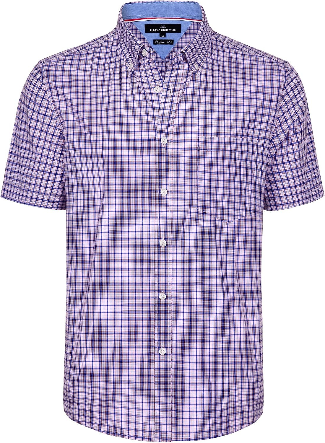 image:imageAlimens amp Gentle Plaid Mens Short Sleeve Button Down Shirts with PocketBlue Red Gingham