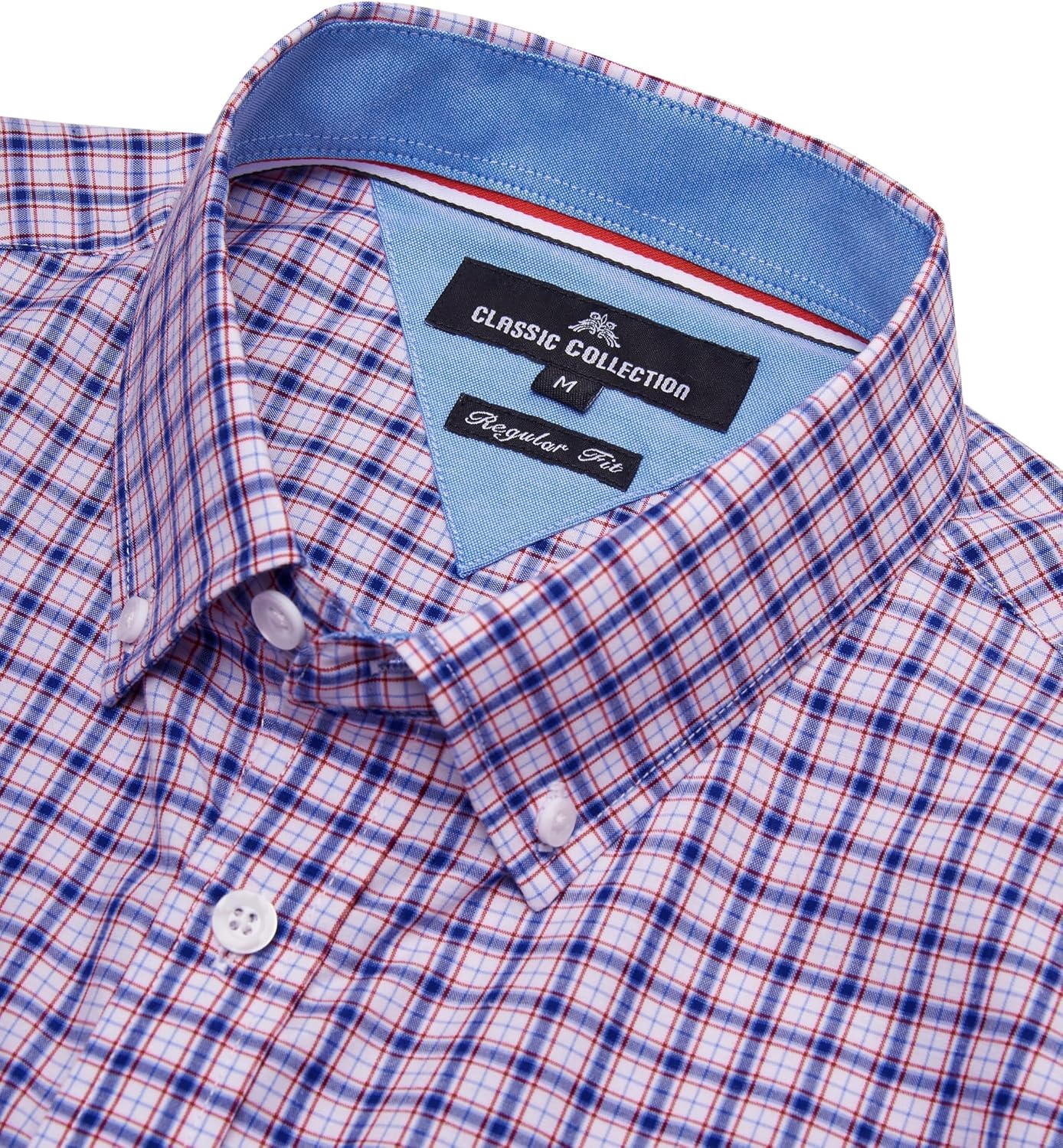 image:imageAlimens amp Gentle Plaid Mens Short Sleeve Button Down Shirts with PocketBlue Red Gingham
