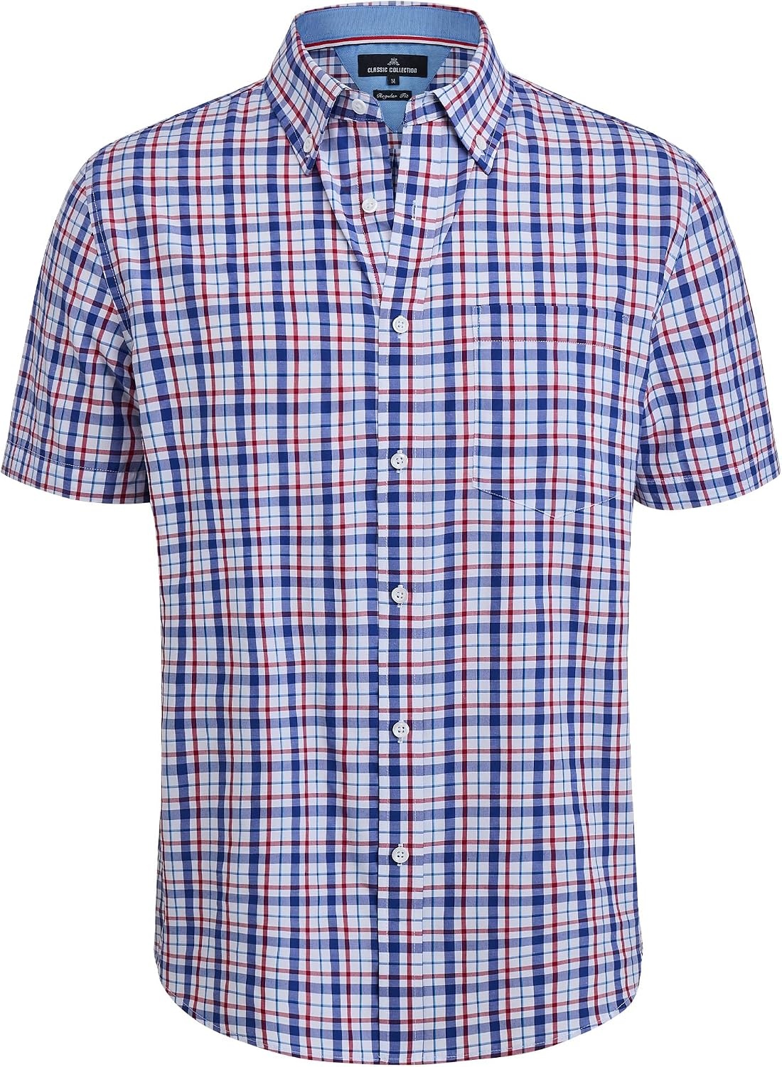 image:imageAlimens amp Gentle Plaid Mens Short Sleeve Button Down Shirts with PocketBlue Red Plaid